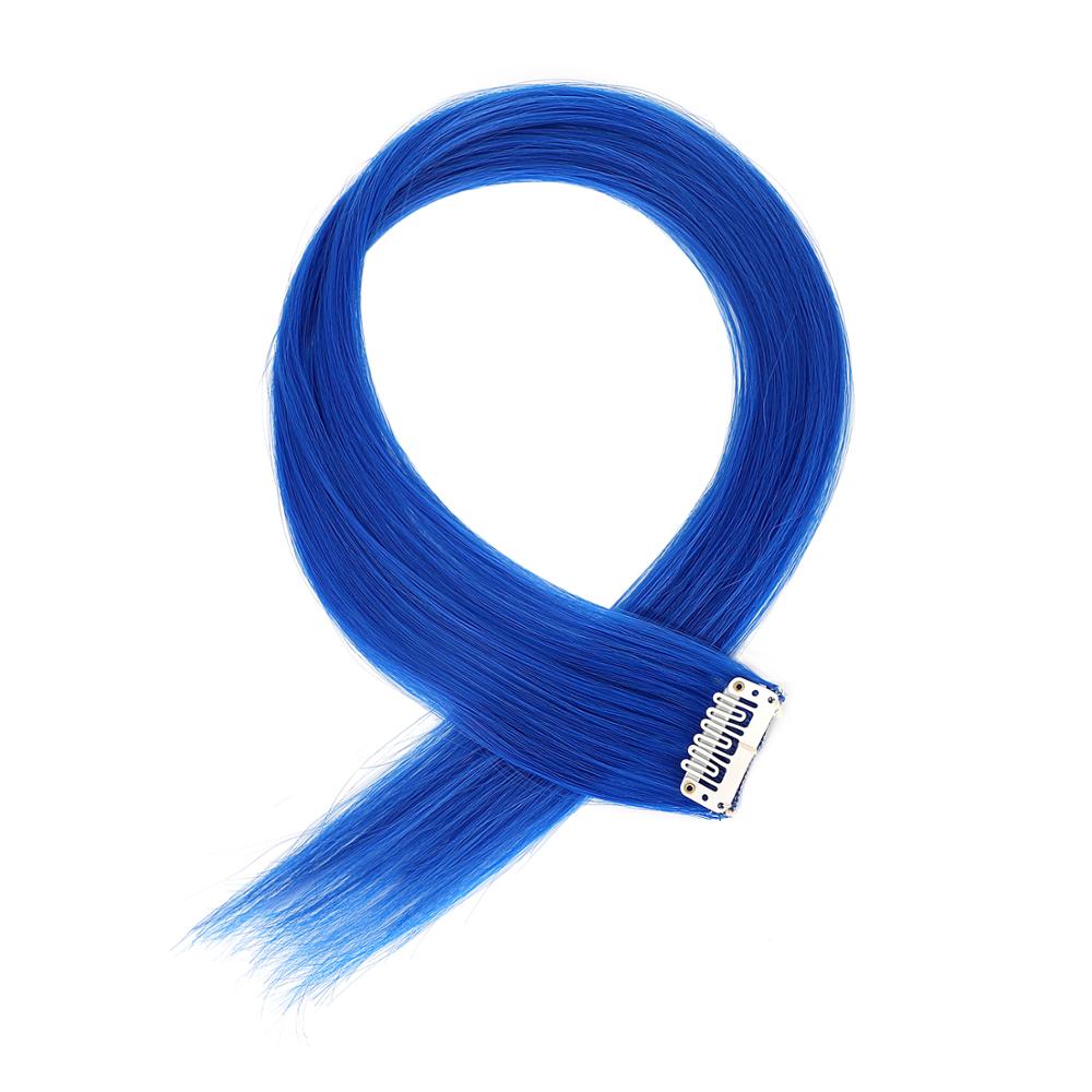 XBwig-extensiones de cabello sintético para mujer, Clip puro en tiras de una pieza, 12 ",: Blue
