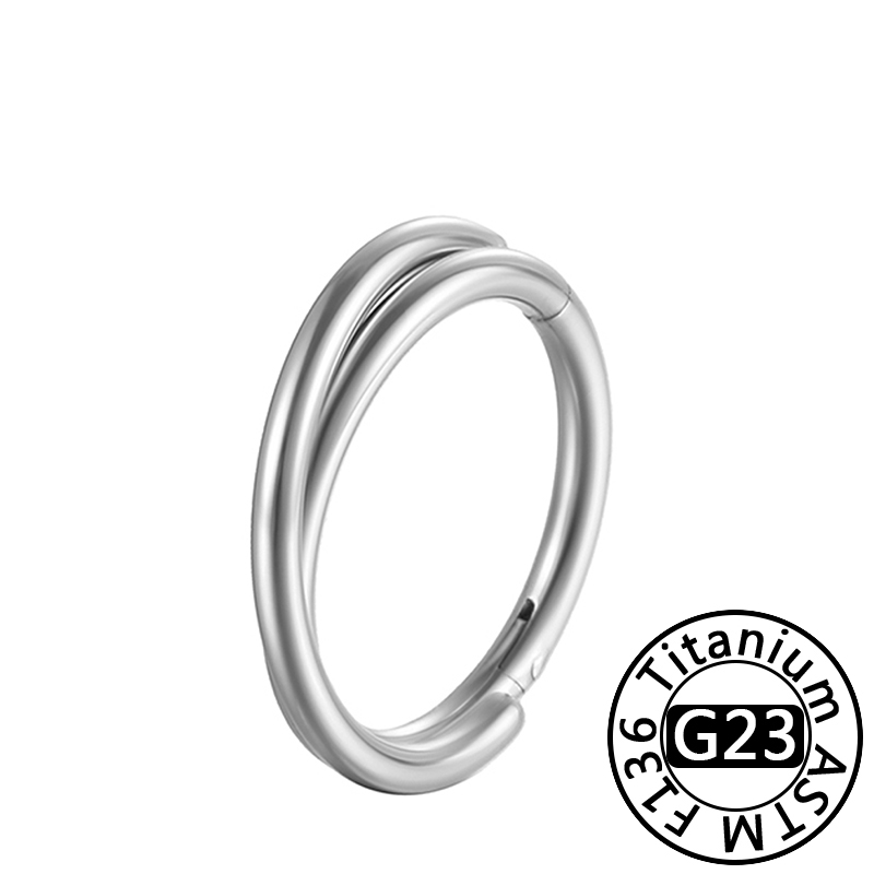 Astm F136 Titanium Neusring Piercing 16G Oorspiraal Hoepel Kraakbeen Oorbel Scharnier Diafragma Daith Clicker Ring Lichaam Sieraden: Rood / Zilver