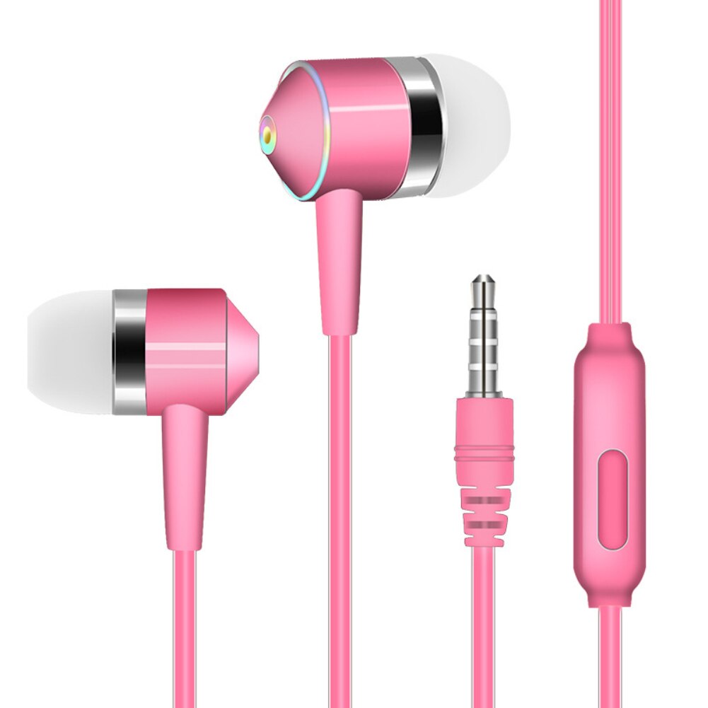 Multi-color in-ear mobiltelefon headset linjekontrol subwoofer med hvede øretelefoner universal telefon tilbehør headset txtb 1: Lyserød