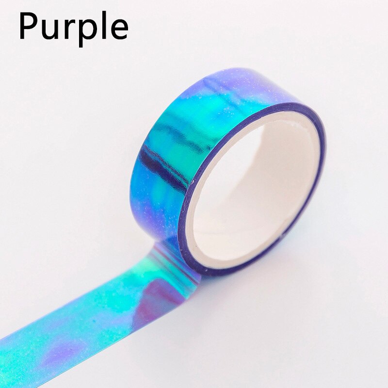 Cinta Washi dorada de 5m, cinta Washi de Color blanco/rosa/amarillo/rosa/azul/púrpura, herramientas de bricolaje Kawaii para álbumes de recortes, cinta adhesiva para diario hecha a mano: Púrpura