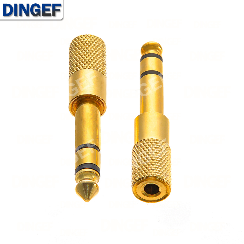 1 SZT. Złoty adapter audio Słuchawkowy stereofoniczny 6,3 mm 1/4\" Wtyk Męnarty na 3,5 mm 1/8\" Gniazdo Żeńskie Mikrofon: zgniły zielony