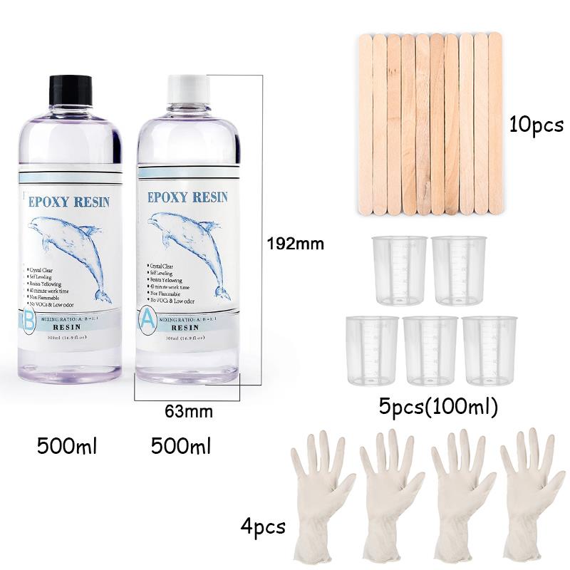 Pegamento de cristal epoxi para fabricación de joyas, pegante con molde de silicona altamente adhesivo, resina AB 1:1, contenido de 100g/200g/400g/500g/1000g