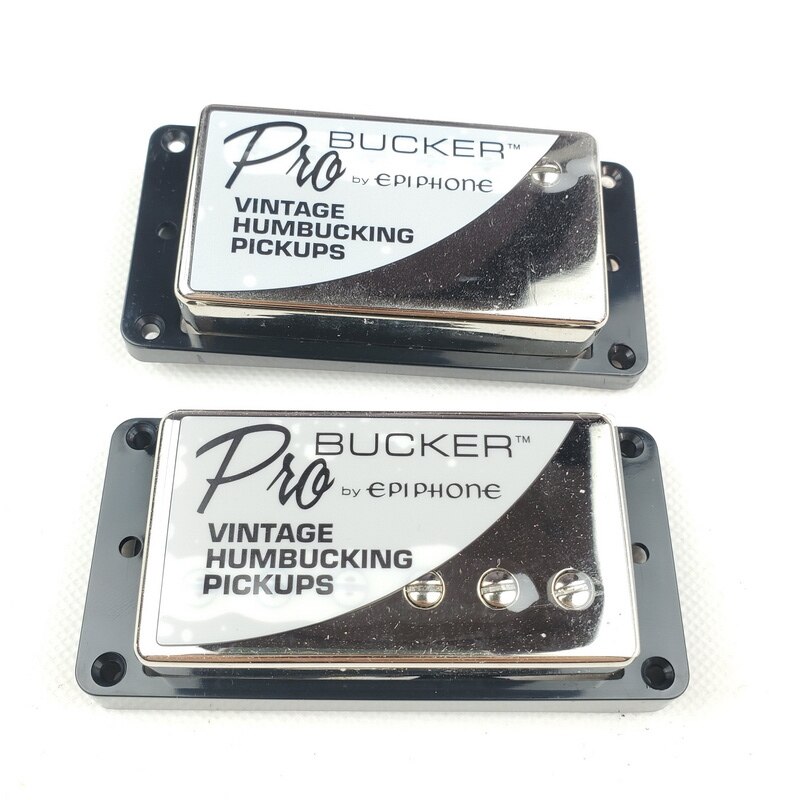 1 sæt chrome lp standard probucker elektrisk guitar humbucker pickupper med pro ledningsnet til epi sølv cover: Bk uden ledninger