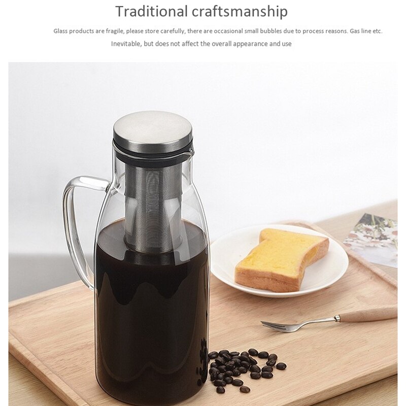 Cold Brew Coffee Maker,Iced Tea Pitcher Infuser with Lid&Scale,Dual Use Filter Coffee Pot ,51Oz/1.5L