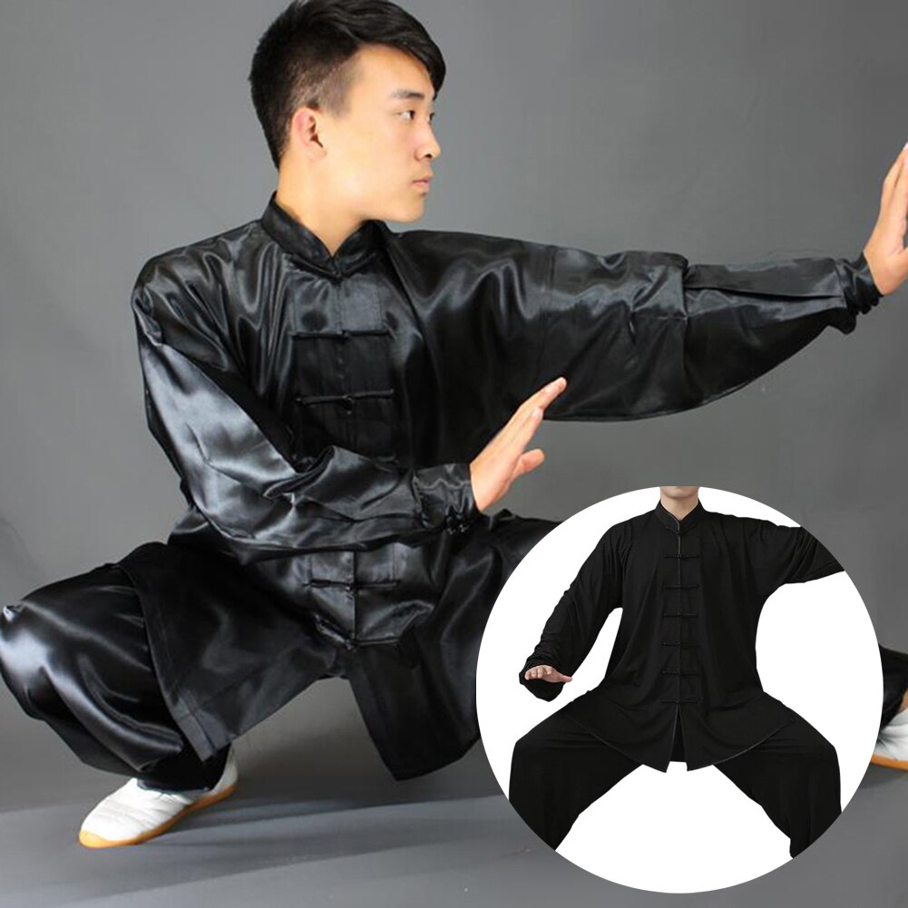 Traditional Chinese Clothing Black Long Sleeve Wushu TaiChi Men KungFu Uniform Suit Uniforms Tai Chi Exercise Clothing Unisex