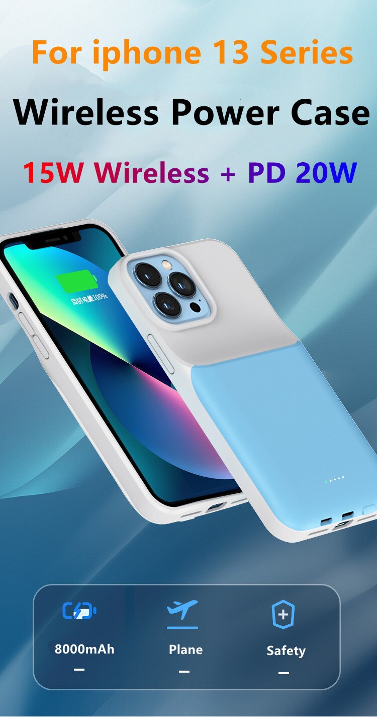 Power Bank Charging Cover For iPhone 13 Mini 13 Pro Max Battery Case Qi Wireless Fast Battery Charger Cases For iPhone 13 Pro