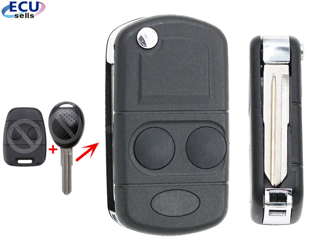 Carcasa de llave remota plegable modificada, 2 botones, para Land Rover Defender Discovery Freelander Rover 100 200 25 400 45 MG TF ZR ZS