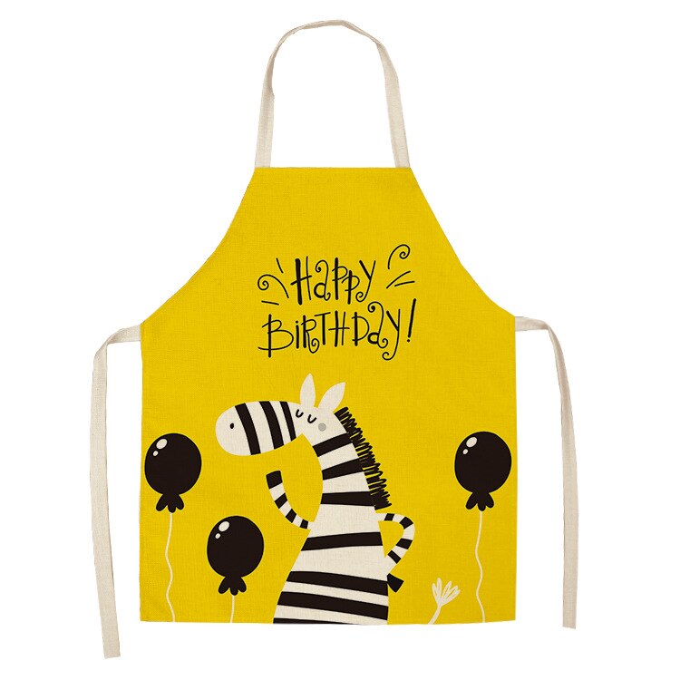 Kitchen Apron Cute Cartoon Zebra Printed Sleeveless Linen Aprons for Men Women Home Cleaning Tools