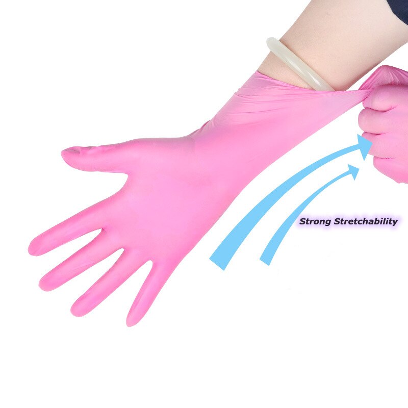 Guanti monouso in vinile rosa guanti da visita per uso alimentare senza reticolo e senza energia per la pulizia della preparazione degli alimenti uso della cucina Nitrile