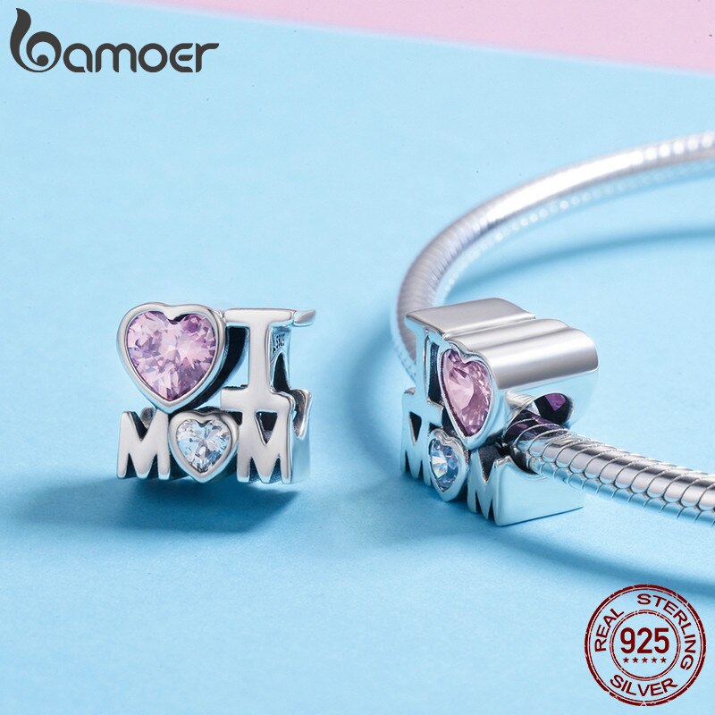 BAMOER-abalorio de plata de primera ley con forma de corazón para mujer, collar, plata esterlina 925, para madre, SCC579