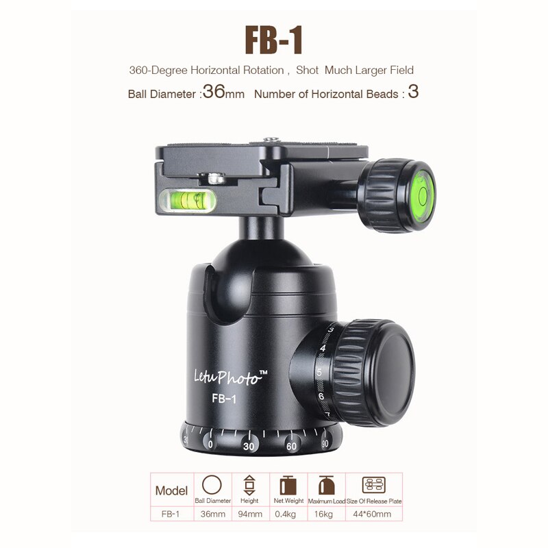 XILETU FB-1 Aluminium Stativ Kugelkopf kugelkopf Kamera Stativ Max last zu 15 kg Für ARCA Standard Manfrotto