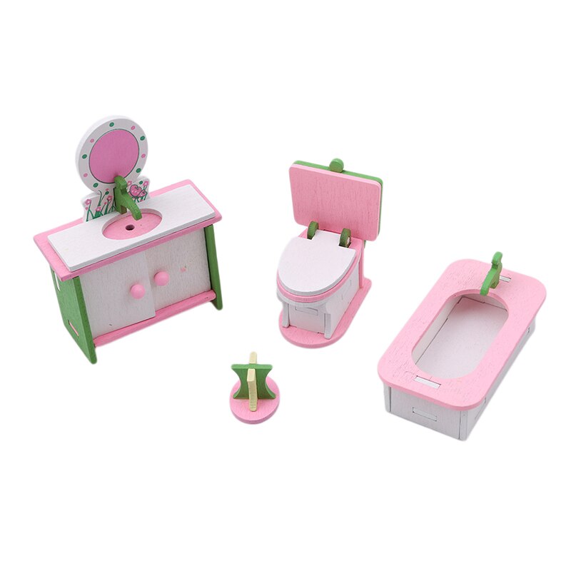 Holz Möbel einstellen DIY Handgemachte Puppenhaus Miniatur Schlafzimmer Kleinkind freundlicher Rolle vorgeben Spielen Spielzeug Für freundlicher freundlicher: Bad
