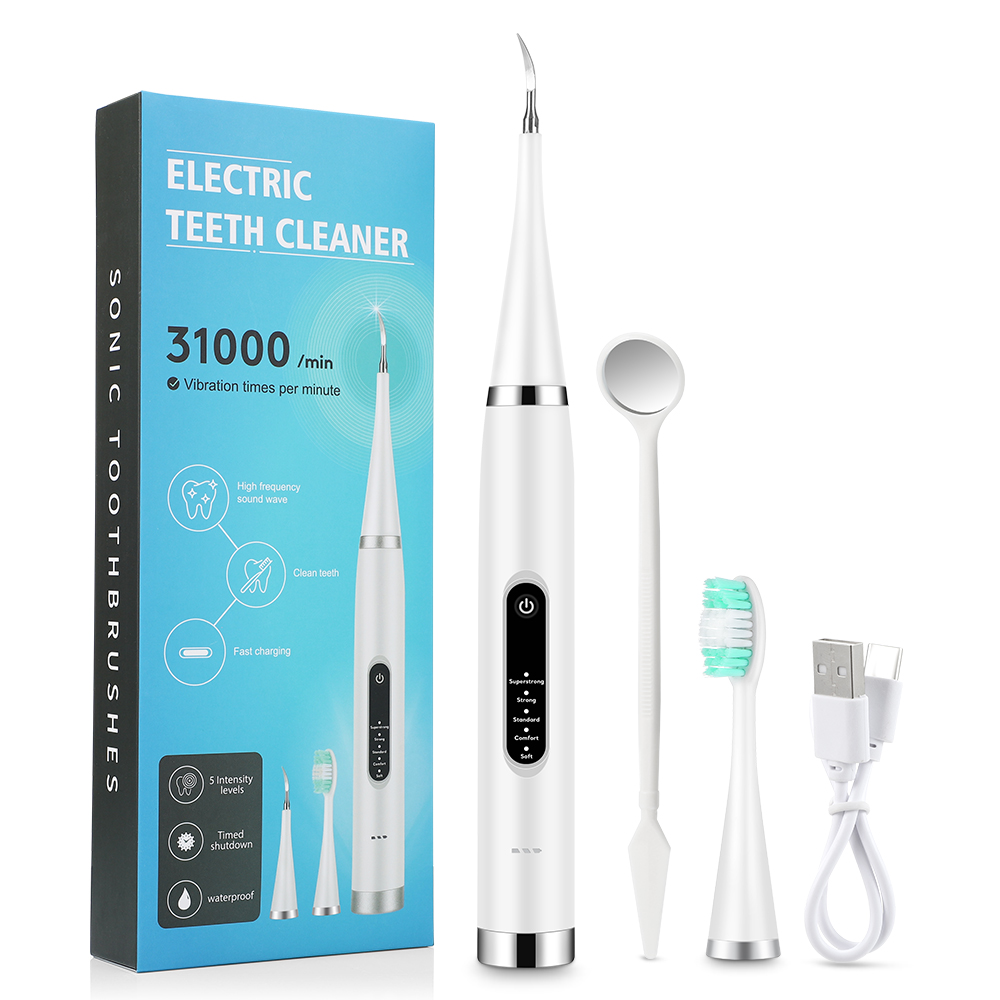 Elektrische Zahnaufhellungsbürste Sonic Zahnbürste Zahnstein Eliminator Schaber Reiniger Dental Scaler Zahnstein Steinentferner Mundpflege: WHITE