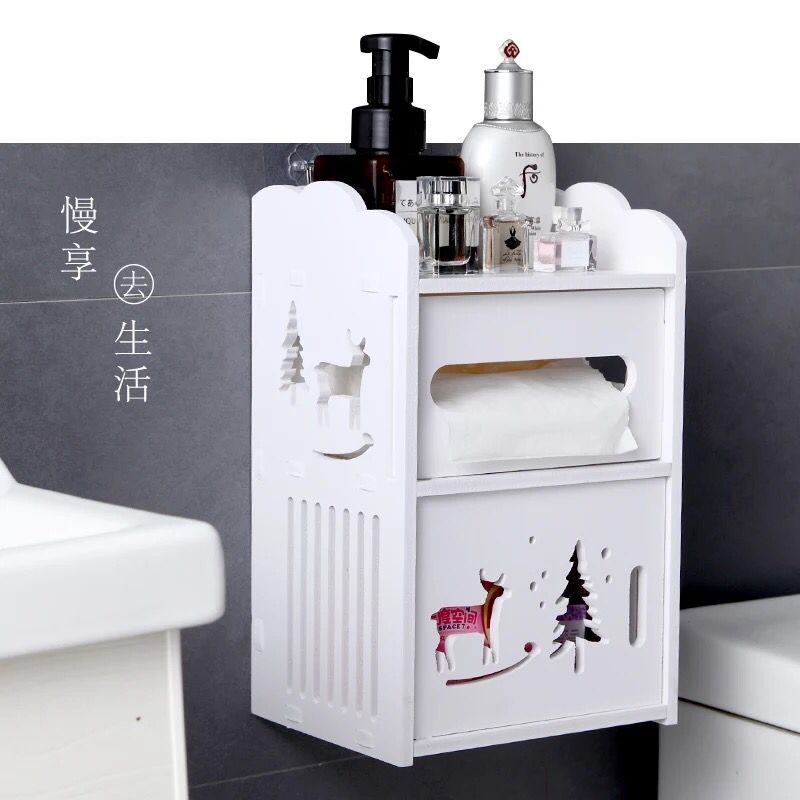 Waterproof Toilet Paper Towel Holder Bathroom Toiletries Sanitary Towel Storage Box Decorative WC Paper Hanging Shelves Rack: Style 1