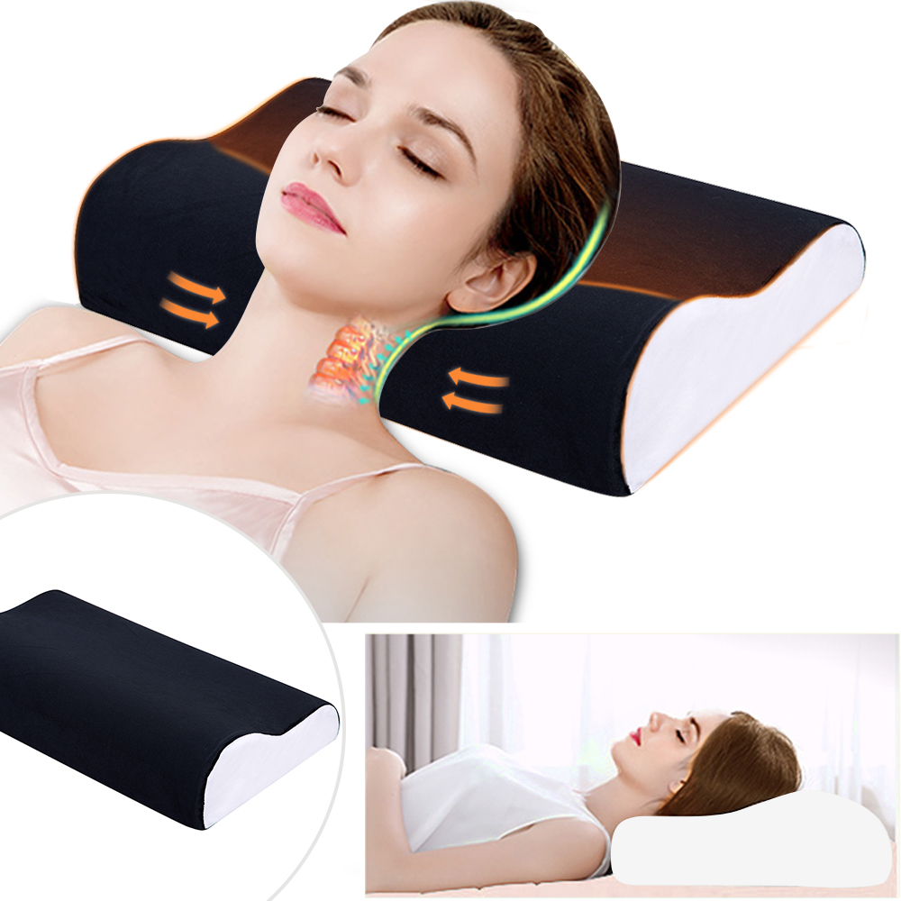 Memory Foam Beddengoed Kussen Vlinder Vormige Ontspannen Nek Bescherming Orthopedische Trage Rebound Cervicale Voor Gezondheidszorg 50x30cm: C black 50x30cm