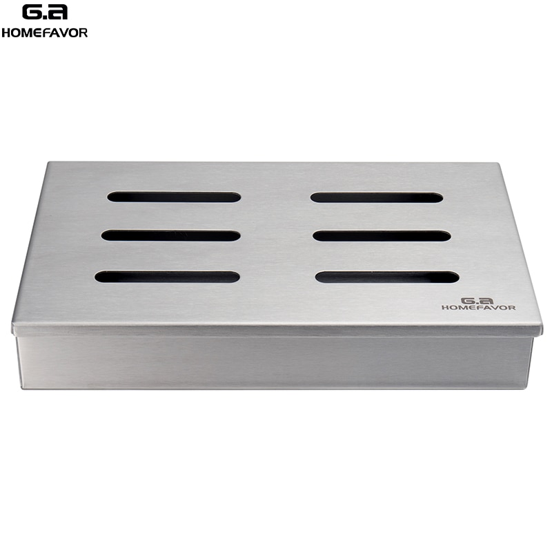 G.a HOMEFAVOR Brand Wood Chip Smoker Box For Grill Stainless Steel Hole Cold Smoke Generator Custom Box BBQ Tools