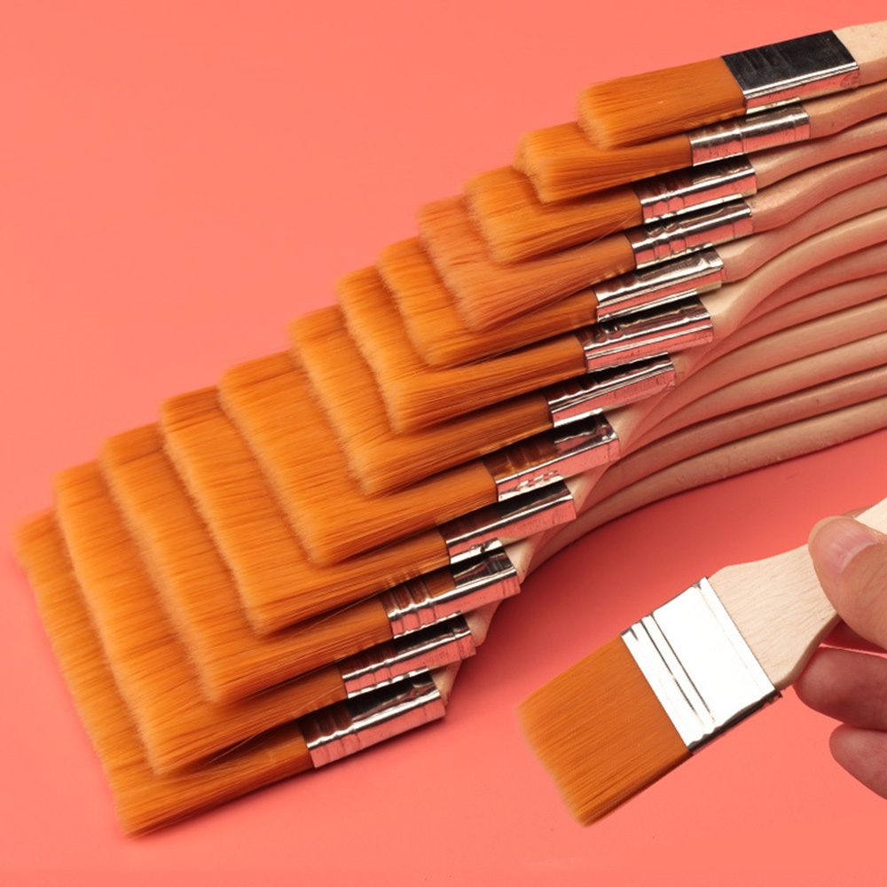 12-delige nylon kwastenset - Hoogwaardige synthetische haren voor acryl, olie, aquarel, tekenen en kunstbenodigdheden