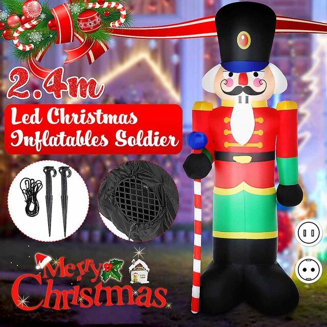 Vrolijk Kerst Opblaasbare Kerstman Outdoor Tuin Binnenplaats Decoratie Opblaasbare Sneeuwpop Led Light Up Notenkraker Speelgoed: Type H EU