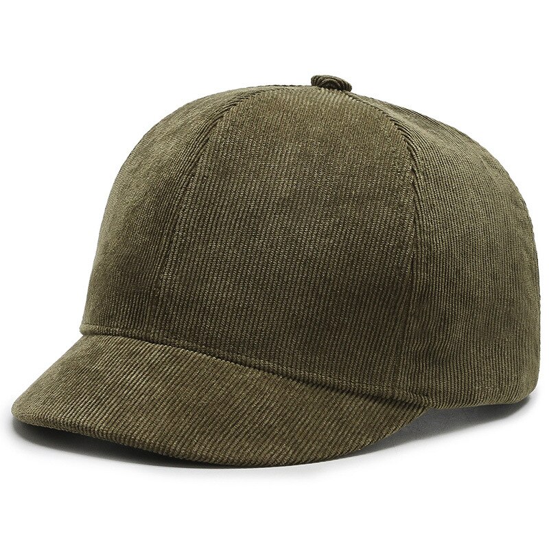 Kort rammehette ensfarget baseballcap menn kvinner høst vinter utendørs hesteluer kordfløyel snapback uformell hatt: 6