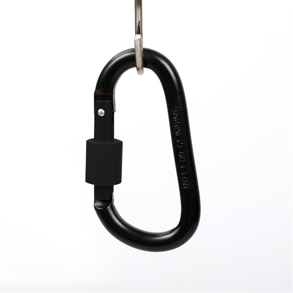 Outdoor Klimmen Aluminium D Vorm Gesp Karabijnhaak Survial Sleutelhanger Camping Klim Haak Clip Rugzak Gesp Sleutelhanger: HD911-Black