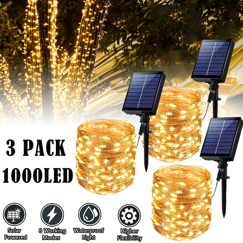 LED-Solar--Lichterkette für Höhle Außenbereich, wasserdicht, Girlande-Lampe, Weihnachtsdekoration für Garten, Baum, Party, 7/12/22/32/52/102 m