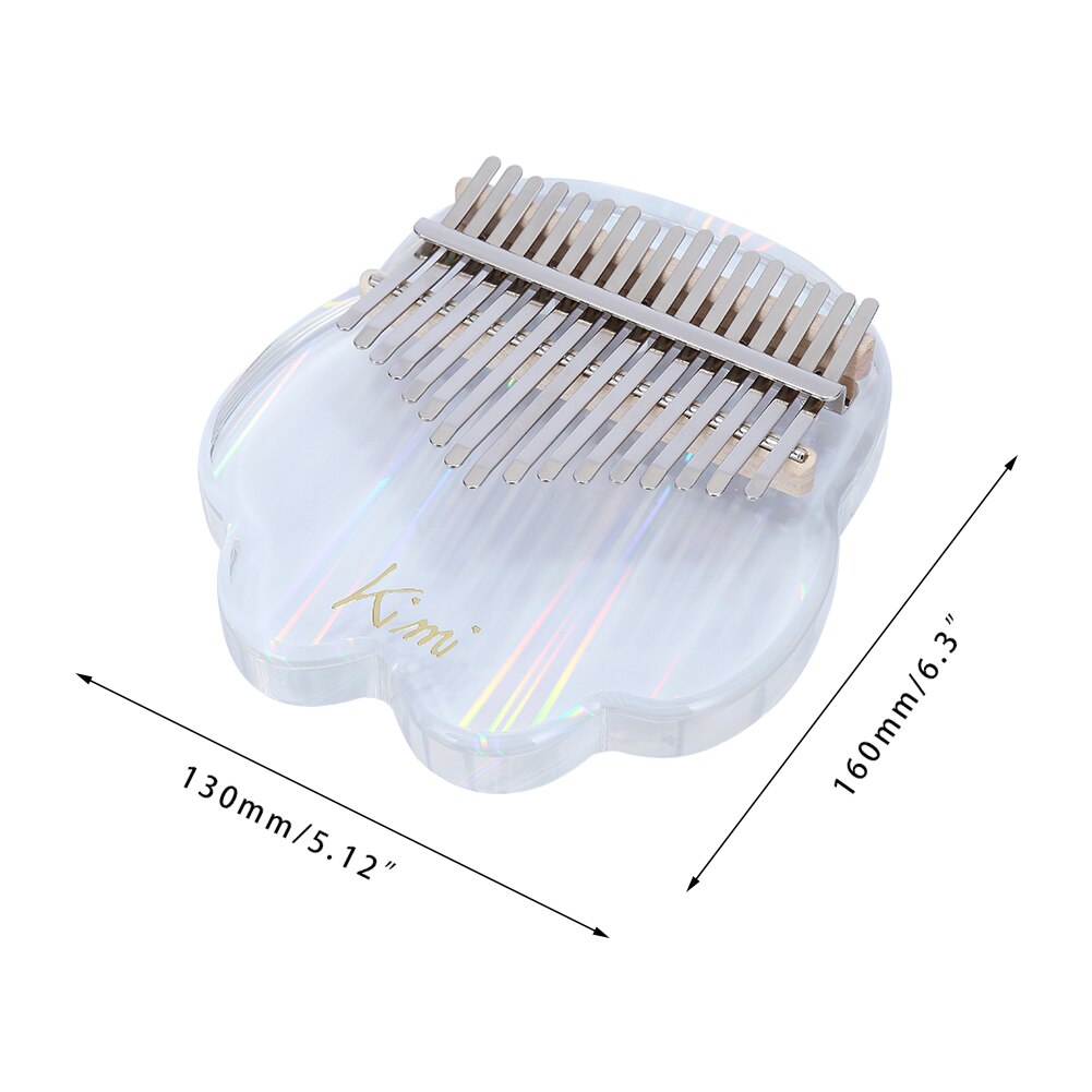 Kalimba Kimi-Piano de pulgar transparente, 17 teclas, acrílico, Sanza Mbira, sintonizador, martillo, Gig, Kalimba, instrumento Musical
