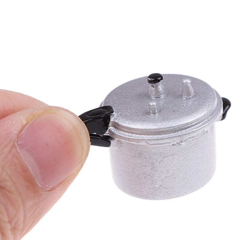 Simulation 1:12 Scale Dollhouse Miniature Kitchen Cooking Utensil Pressure Cooker Autoclave Toy Kitchen Tools