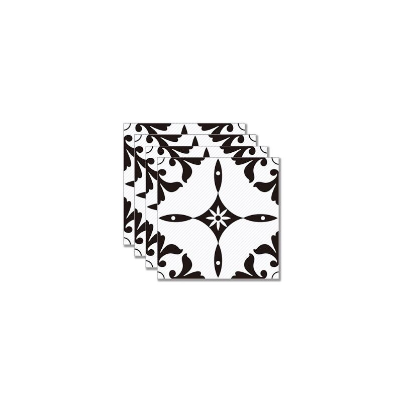 4 stuks zwart-witte bloem pvc keramische tegelstickers antislip keper vloerlijm  m0xd: 7