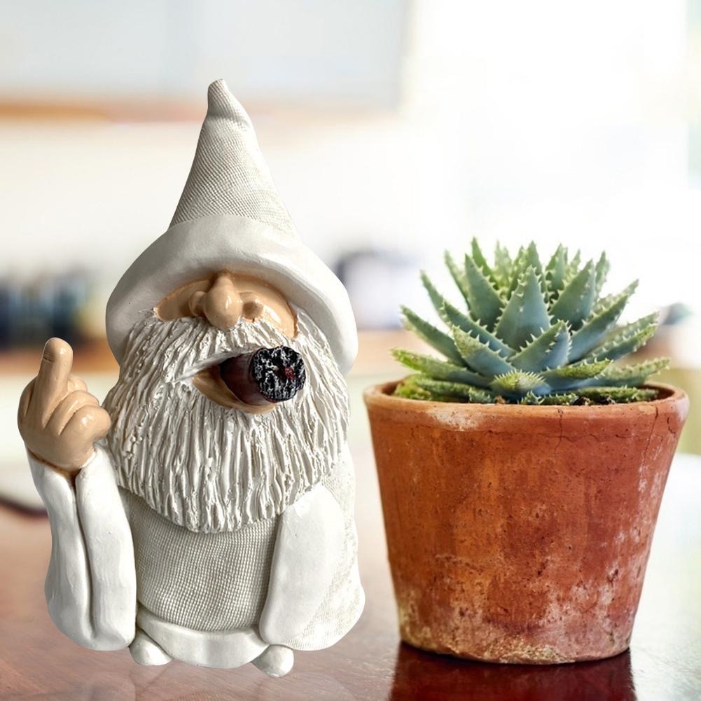 Outdoor Garden Lawn Decor White Beard Old Man Sculptures Naughty Smoking Wizard Gnome Ornament Big Tongue Statues
