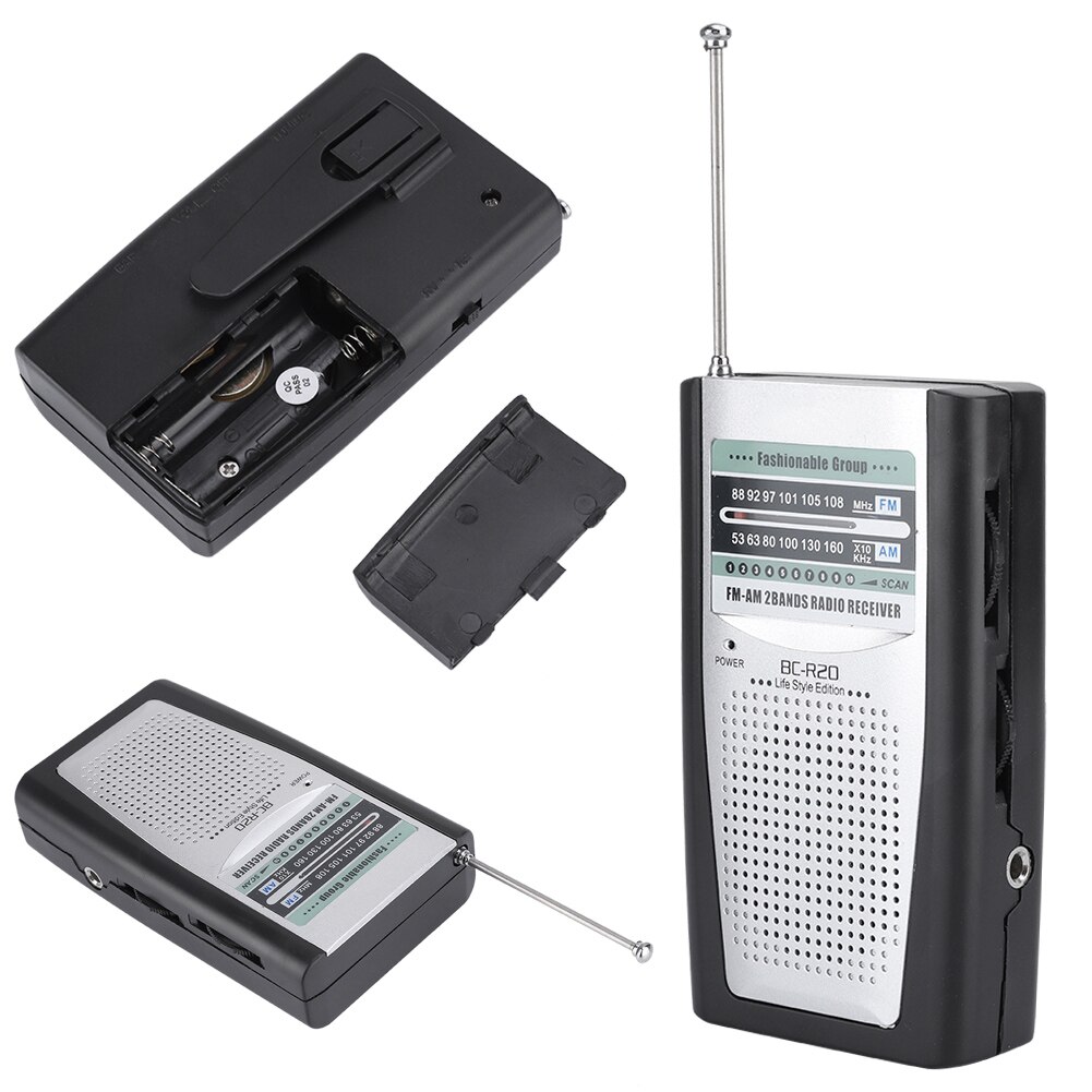 Anziani Portatile Mini Mini Radio Portatile AM/FM BC-R20 Radio Altoparlante Ricevitore Antenna Telescopica
