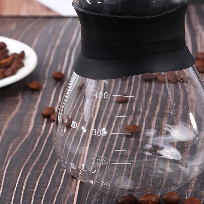 Manual Coffee Dripper Coffee Maker Anti-Scalding Silicone Handle Heat Resistant Glass Coffee Pot Stainless Steel Mesh Filter