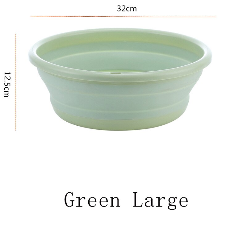 Portable Folding Washbasin Tourism Camping Foldable Basin Bathroom Gadget Kitchen Household Cleaning Tools Car Wash Basins: Green Large