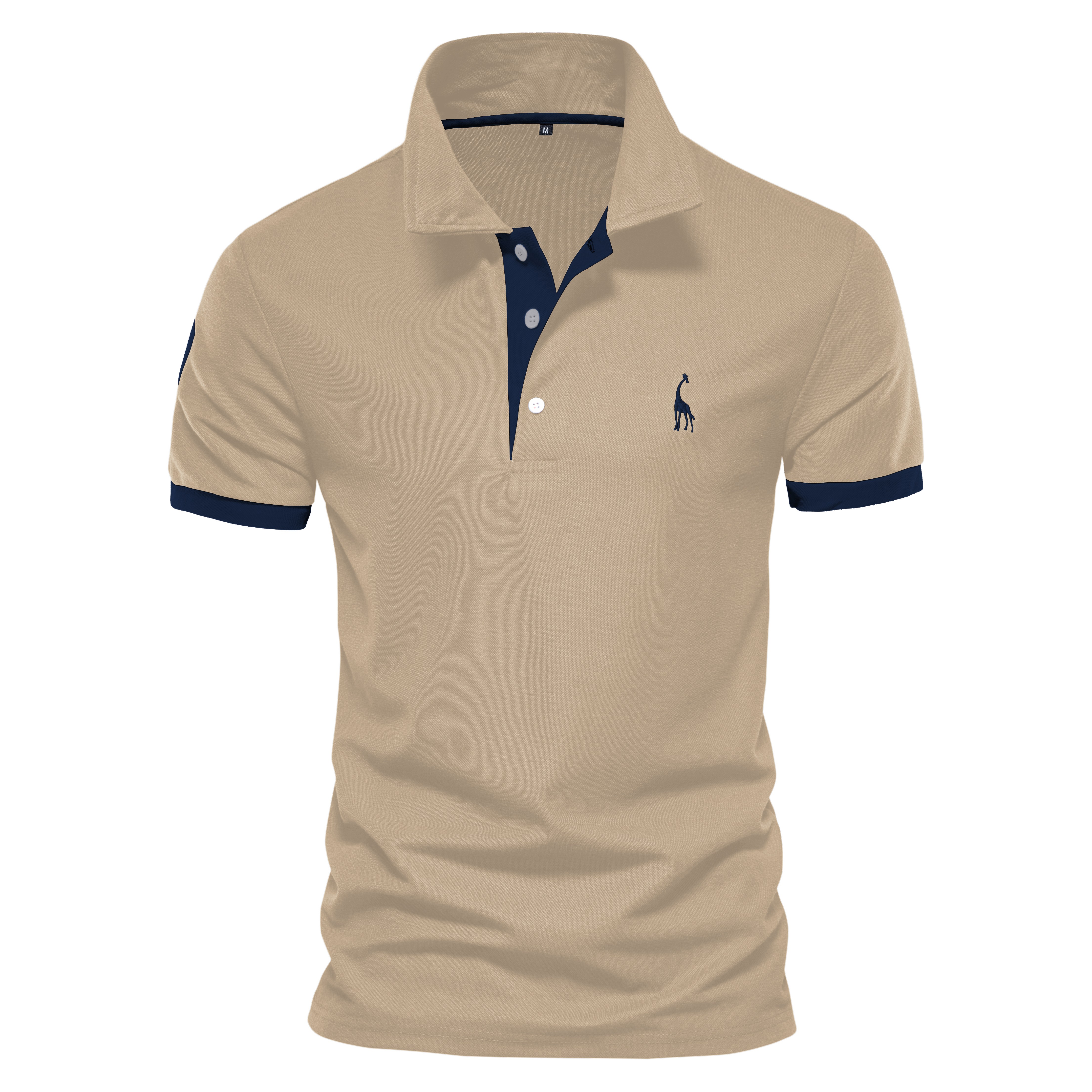 Polo Girafe à Manches Courtes pour Homme, Chemise Brodée de , Décontractée, Business, Social, Été, Directe: L / Kaki