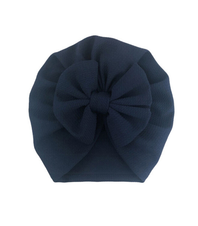 Baby Stuff Accessories Baby Girl Hat With Bow Knot Infant Beanie Solid Big Bowknot Cap For Girls Kid Hats: Navy Blue