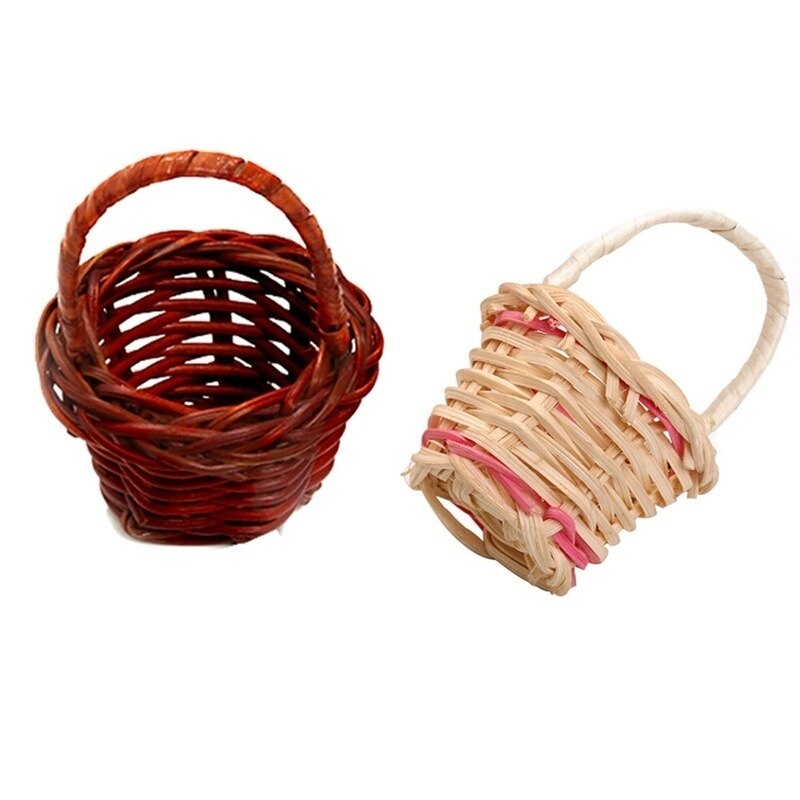 1PC Mini Rattan Weaving Storage Basket Fruit Rattan Storage Box for Cosmetics Tea Picnic Basket Organizer Kitchen Handicraft