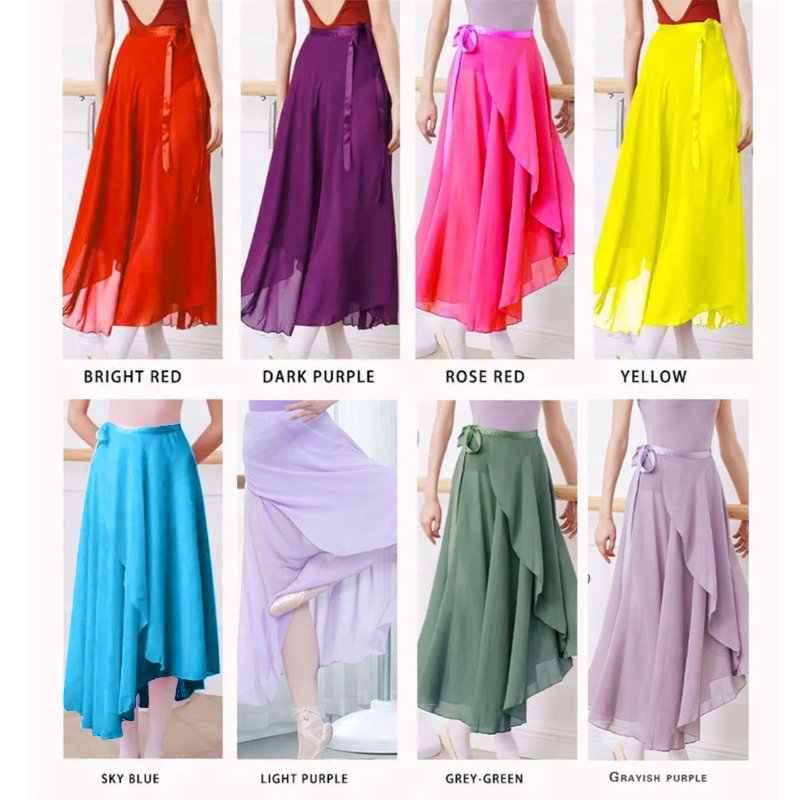 16 Solid Colors Classical Mid-Calf Half Skirt Spring Summer Breathable Long Wrap Skirts for Ladies Ballet Dance Stage Wear