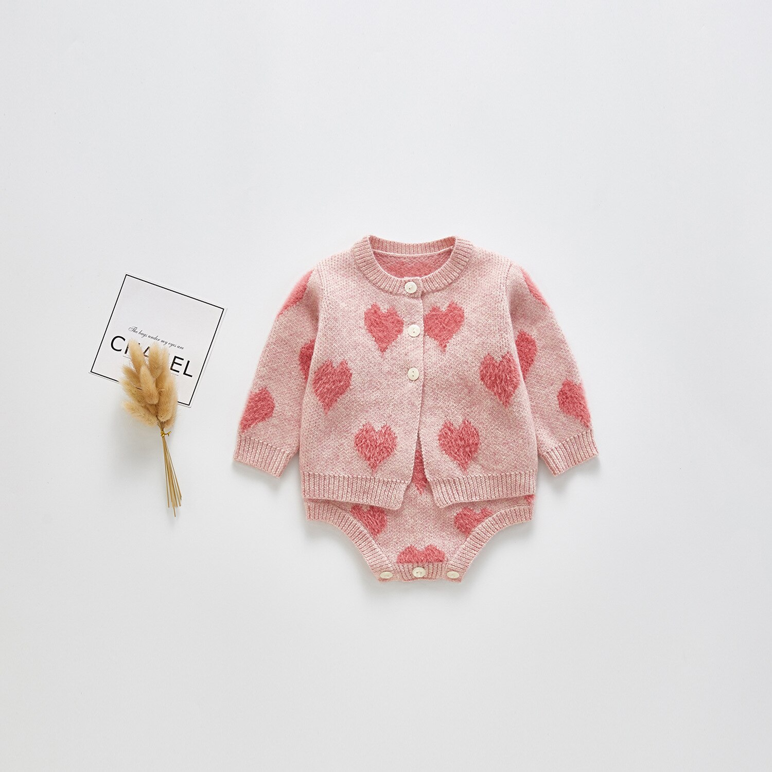 Cute Infant Baby Girl Knit Coats Love Heart Print Warm Outerwear Newborn Baby Girl Winter Cardigan Jackets 0-24M