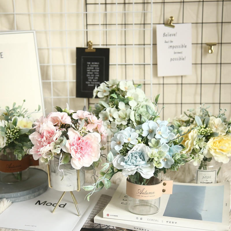 1 Strauß Kamelie Künstliche Pfingstrose Rose Blumen Seide Gefälschte Flores Hochzeit Tafelaufsatz Blume DIY Heimat Garten Party Dekor