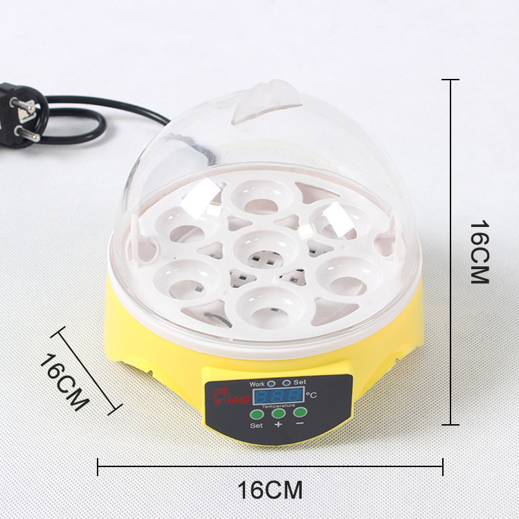 7-eieren Incubato Kleine huishoudelijke kip, eend, schildpad en vogeleierincubator Automatische temperatuurregeling Intelligente incubator: S / YELLOW