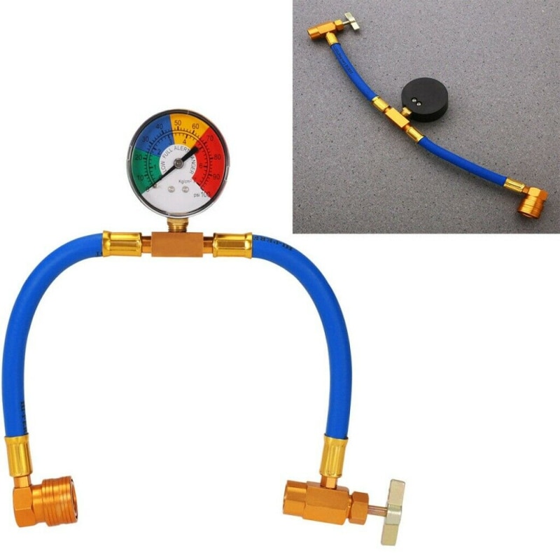 Recharge Measuring Hose Gauge Valve Refrigerant Pipe R134A With Gauge 1/2 Thread Car Auto AC Air Conditioning Gauges