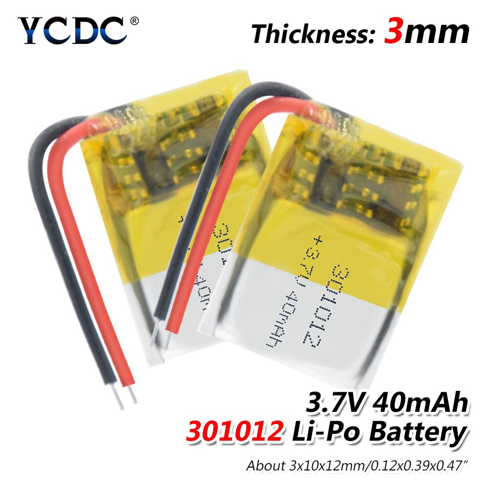 1/2/4PCS 3.7V 40mAh Li-ion Lipolymer Battery 301012 Lithium Polymer Battery For Bluetooth Headset Watch MP3 GPS Recording Pen
