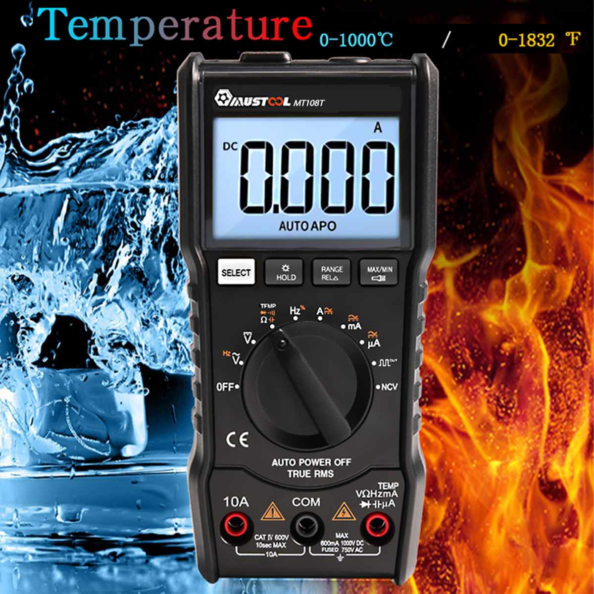 MUSTOOL MT108T Digital Multimeter 6000 Counts True RMS NCV Temperature Tester Square Wave Output Backlight Electronic Meter