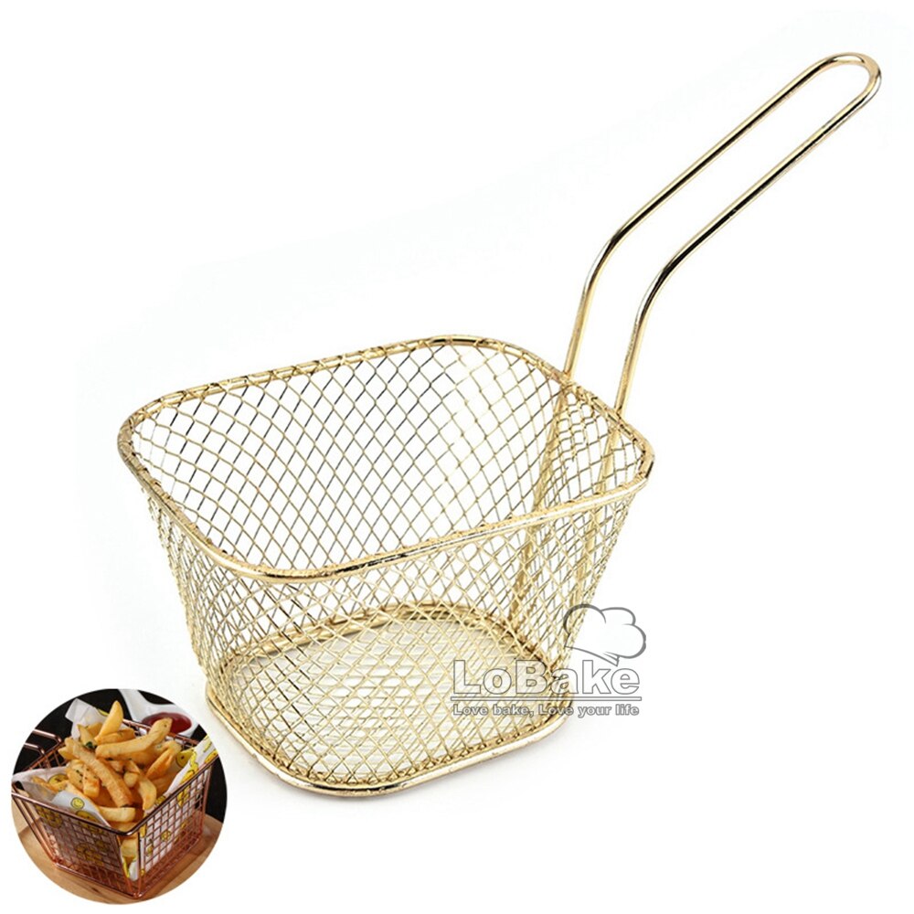 Stainless Steel French Fries Fried Chicken Basket Potato Chips Strainer Snack Food Mesh Basket Grease Drain DIY Kitchen Gadgets