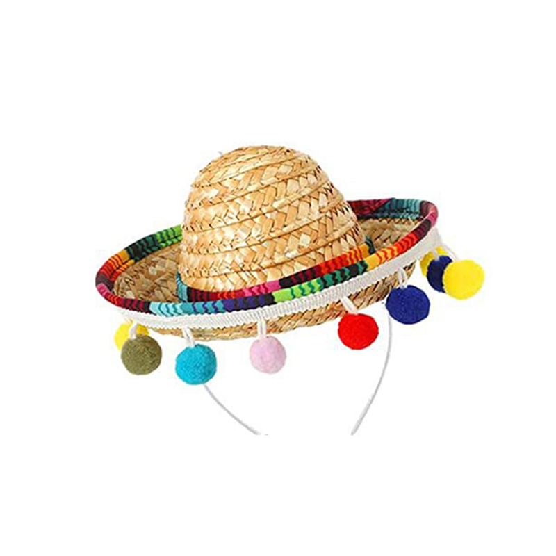 Chapéu de festa mexicano de aba larga colorido verão sombrero festa chapéu de sol engraçado chapéus de palha de halloween para homens acessórios femininos: Preto