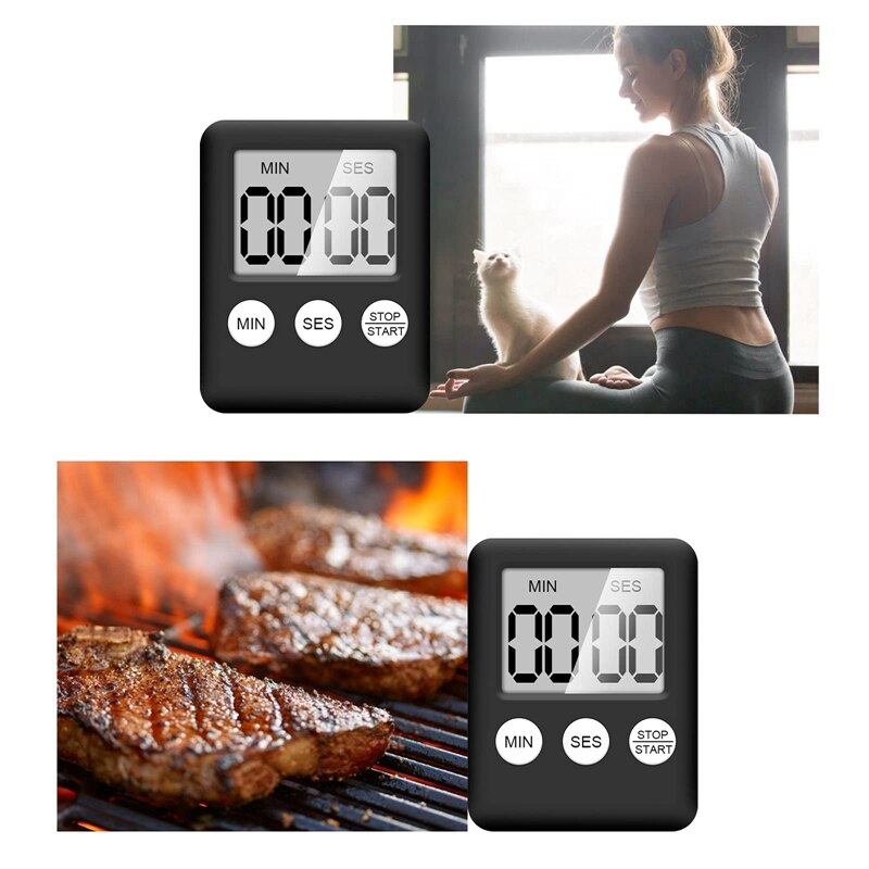 Digital Kitchen Timer 4 Pieces Kitchen Alarm Clock with Alarm Short Timer Magnetic Egg Timer Kitchen Clock Countdown