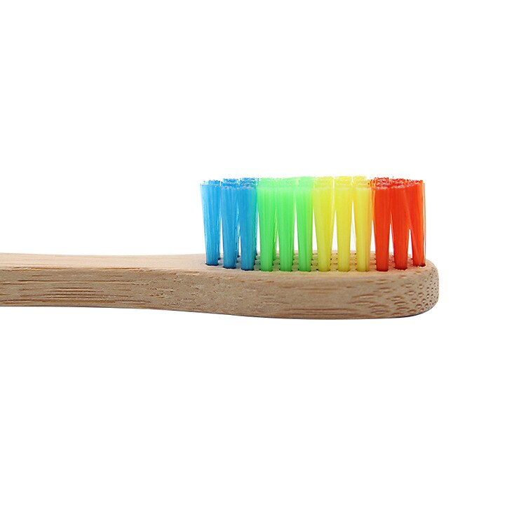 2PCS Colorful Head Bamboo Toothpaste Environment Wooden Rainbow Bamboo Toothbrush Oral Care Soft Bristle