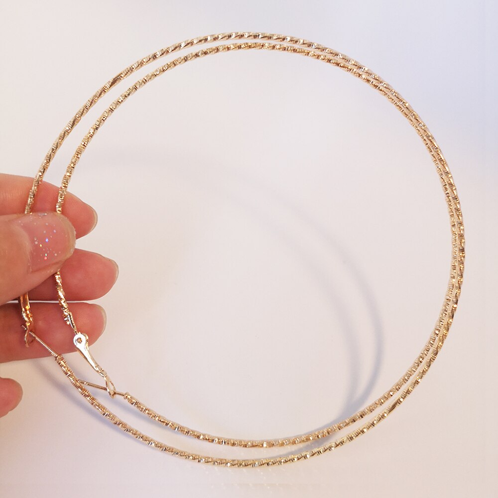 BLIJERY Glanzende Twisted Grote Hoepel Oorbellen voor Vrouwen Sieraden Basketbal Brincos Temperament Ronde Cirkel Oorbellen Boucles d'oreill: Imitation Rhodium Plated