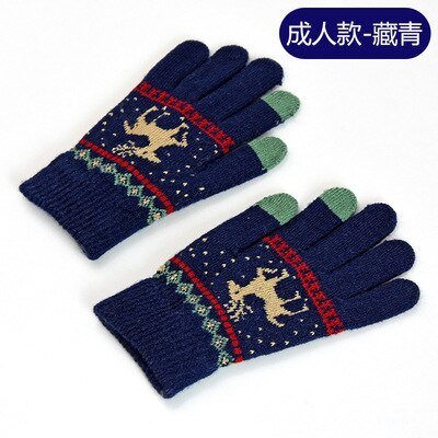 Neue kinder handschuhe in herbst und winter große kinder warme wolle gebürstet Weihnachten deer handschuhe eltern-kind handschuhe kinder: navy blue