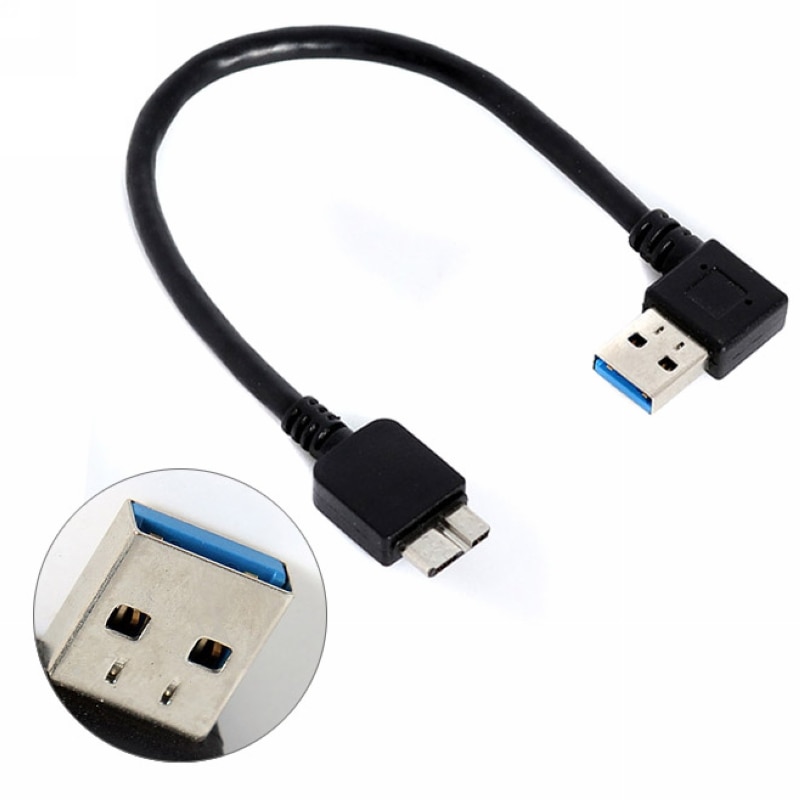 1 Pc 20 Cm Hoge Snelheid USB3.0 Adapter Kabel Zwart Usb 3.0 Haakse Type A Male Naar Micro B mannelijke Connector Voor Computer
