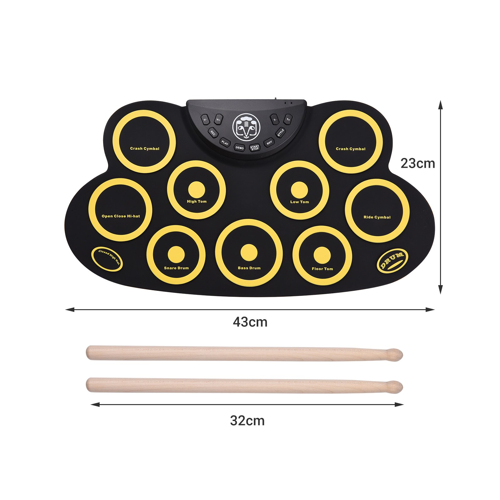 VEVOR Batterie électronique, 15 Pcs Et 150 Sons, Kit De Batterie électronique Silencieux En Peau Maillée, 165,1 Mm, Prise En Charge USB MIDI, Avec Siège, Baguettes Et Casque, Pour Débutants Et Adultes